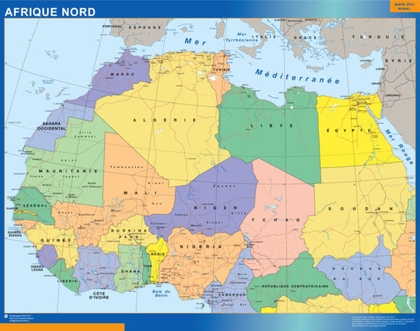 Carte Afrique Nord plastifiée