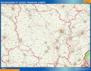 Carte Bourgogne Franche Comte plastifiée