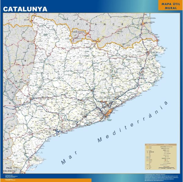 Carte Catalogne routiere plastifiée