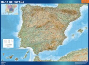 Carte Espagne relief plastifiée