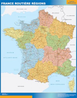 Carte France plastifiée Routiere Regions