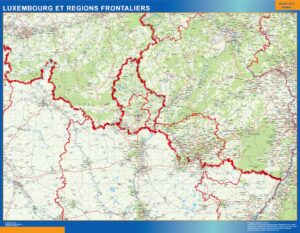 Carte Luxembourg Regions Frontaliers plastifiée