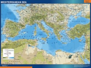 Carte Mer Mediterranee Physique plastifiée