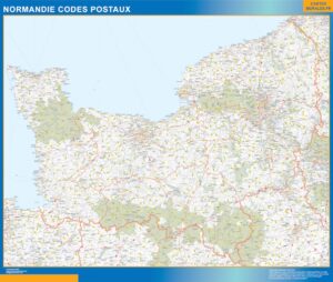 Carte Normandie plastifiée codes postaux