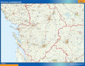 Carte Poitou Charentes plastifiée