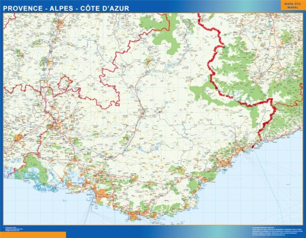 Carte Provence Alpes Cote Azur plastifiée