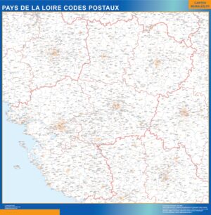 Carte Région plastifiée Pays de la Loire codes postaux