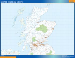 Carte Royaume Uni Nord routières plastifiée