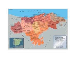 Carte communes province Cantabria plastifiée