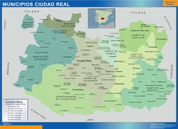 Carte communes province Ciudad Real plastifiée