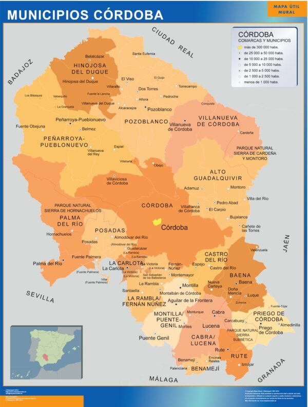 Carte communes province Cordoba plastifiée