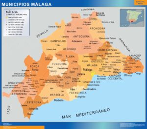 Carte communes province Malaga plastifiée