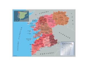 Carte communes province Pontevedra plastifiée