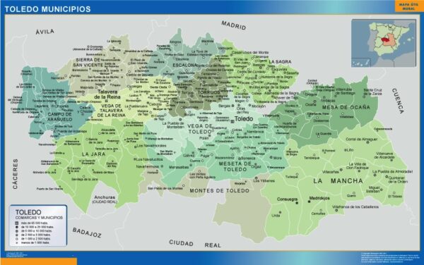 Carte communes province Toledo plastifiée