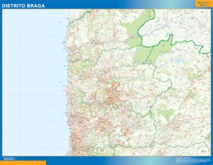 Carte district Braga plastifiée