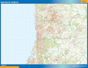 Carte district Porto plastifiée