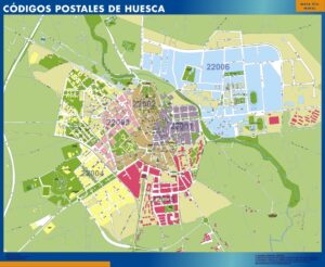 Carte plastifiée Huesca codes postaux