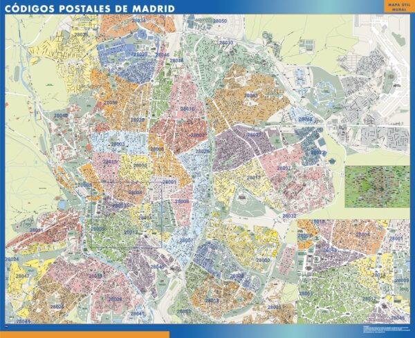 Carte plastifiée Madrid codes postaux