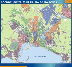 Carte plastifiée Palma de Mallorca codes postaux