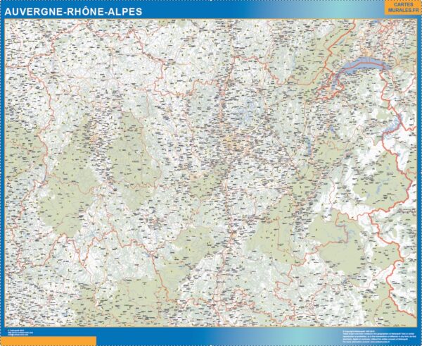 Carte plastifiée Région Auvergne Rhone Alpes