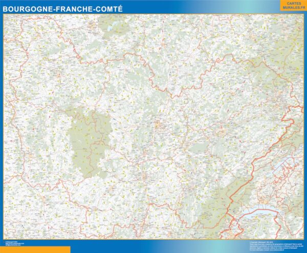 Carte plastifiée Région Bourgogne Franche Comte