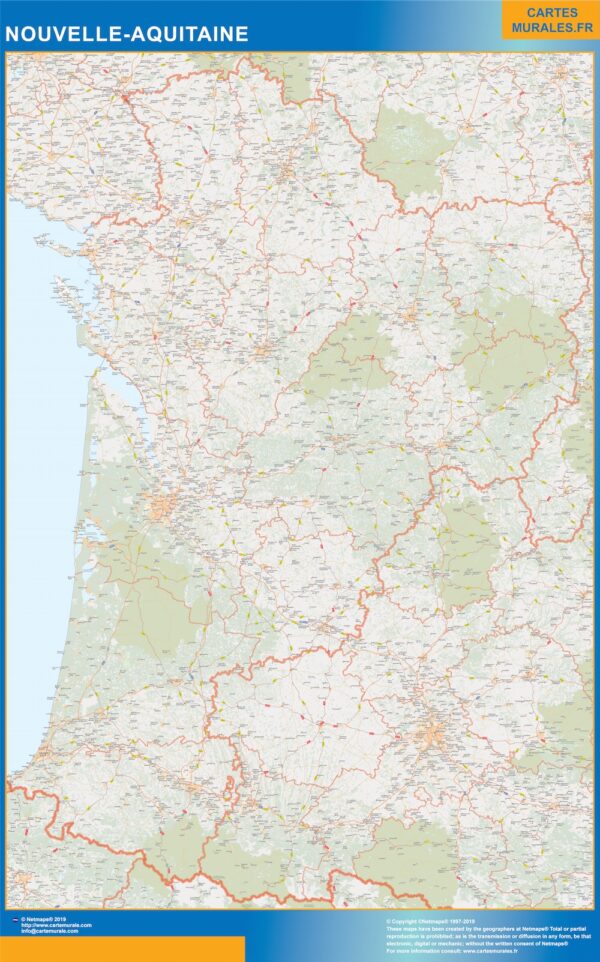 Carte plastifiée Région Nouvelle Aquitaine