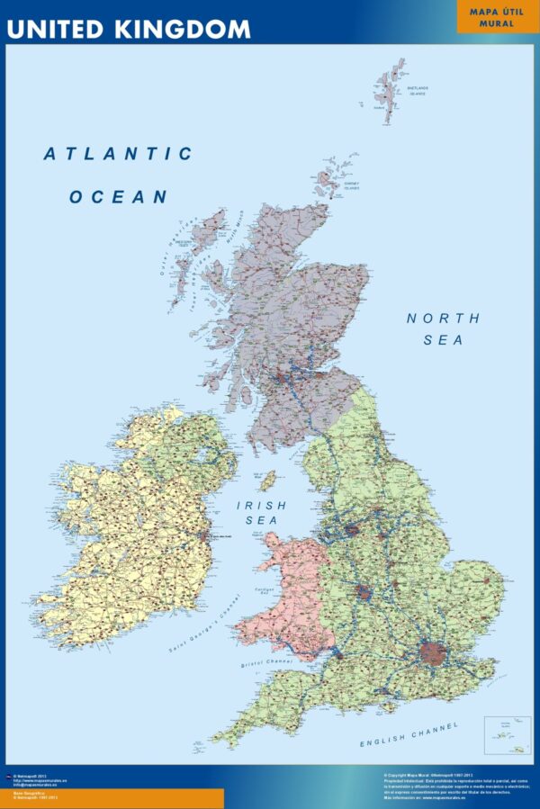 Carte plastifiée Royaume Uni