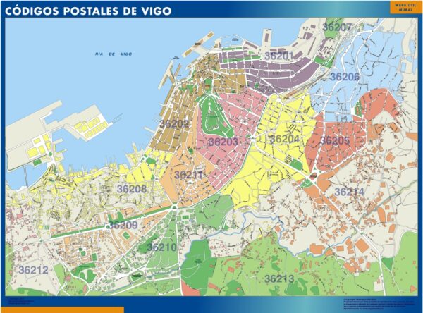 Carte plastifiée Vigo codes postaux