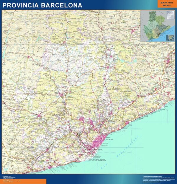 Carte province Barcelona plastifiée