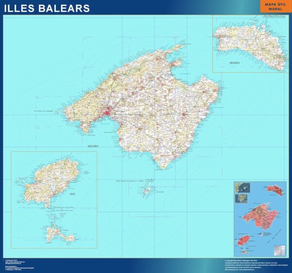 Carte province Islas Baleares plastifiée