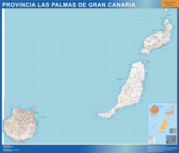Carte province Las Palmas Gran Canaria plastifiée