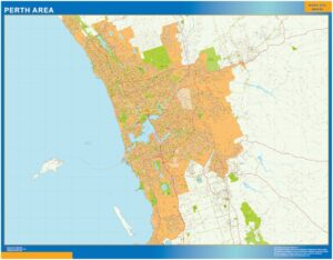 Mapa Perth zone plastifiée Australie