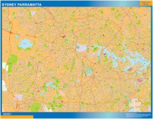 Mapa Sydney Parramatta plastifiée Australie