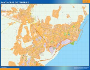 Plan des rues Santa Cruz Tenerife plastifiée